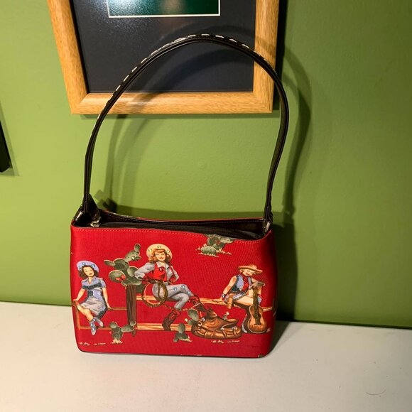 None Handbags - Red Cowgirls fabric shoulder bag NWOT